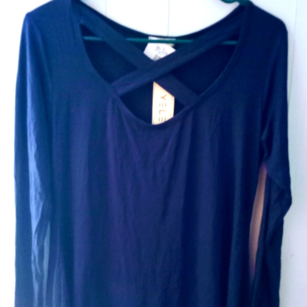 NWT Women's Size Small Navy Blue Long Sleeve Shirt By Yelete